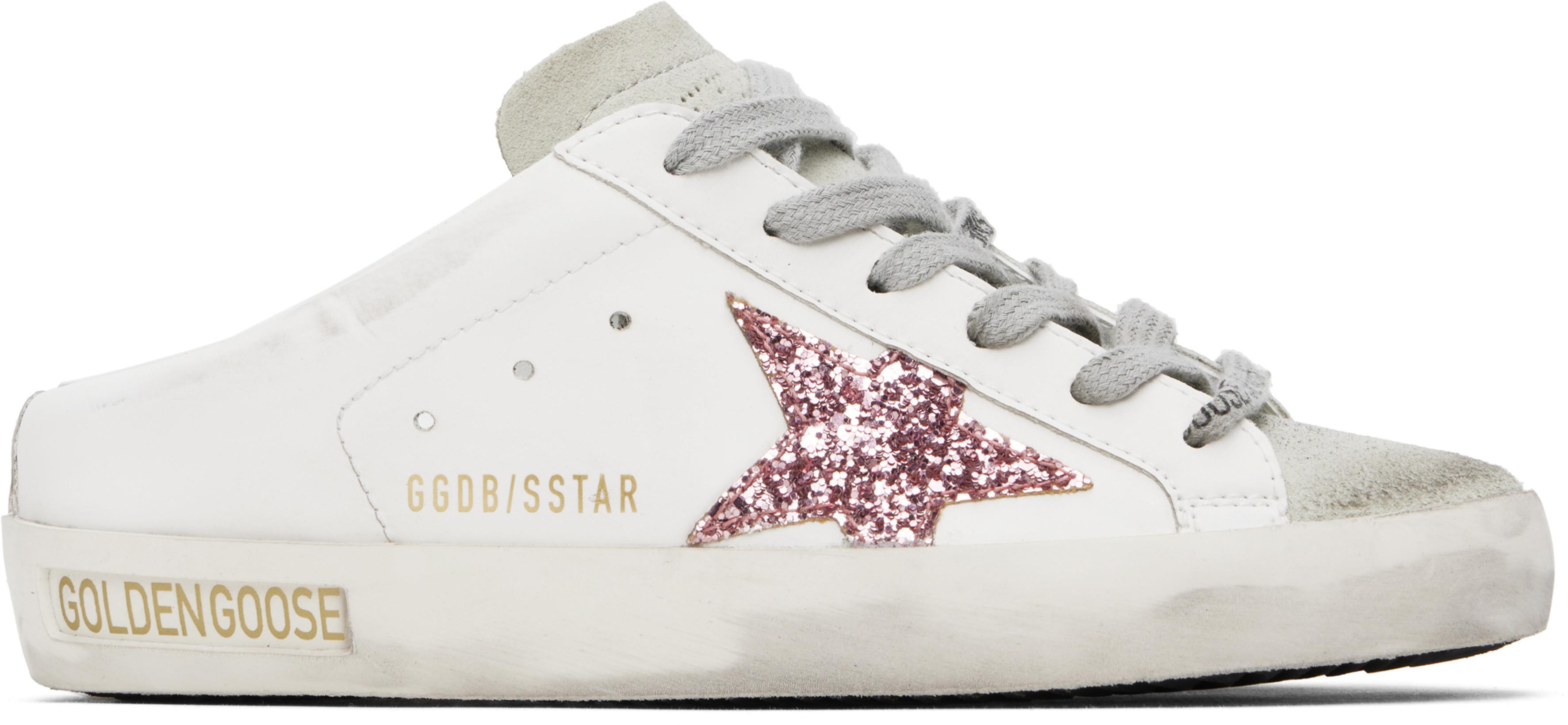 White & Gray Bio-based Super-Star Sabot Sneakers by GOLDEN GOOSE