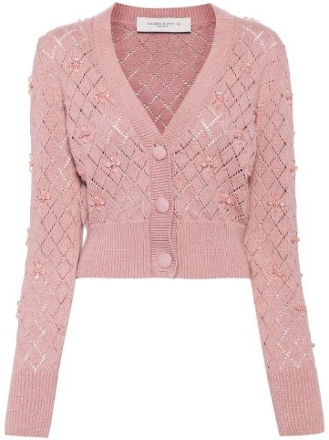 bead-embellished pointelle-knit cardigan by GOLDEN GOOSE