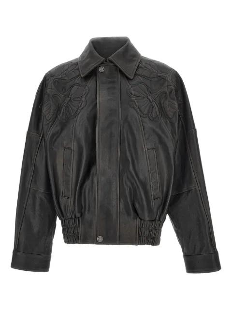 bomber jacket in nappa leather with floral embroidery by GOLDEN GOOSE