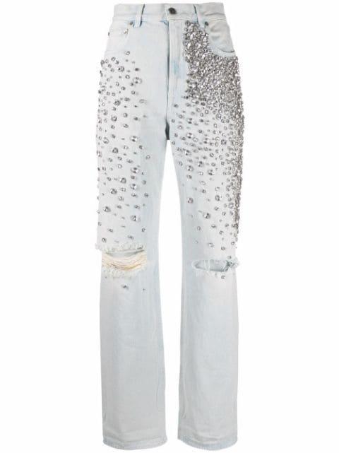 cabochon-crystal bleached jeans by GOLDEN GOOSE
