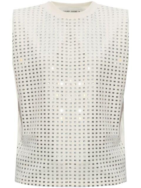 crystal-embellished cotton top by GOLDEN GOOSE