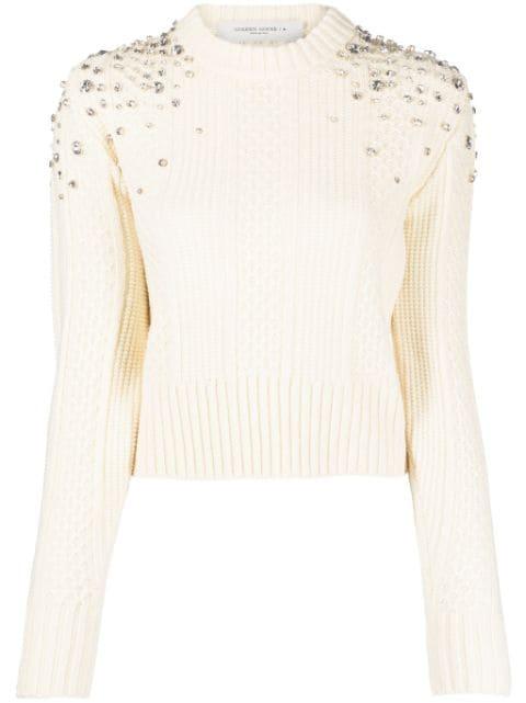 crystal-embellished virgin wool jumper by GOLDEN GOOSE