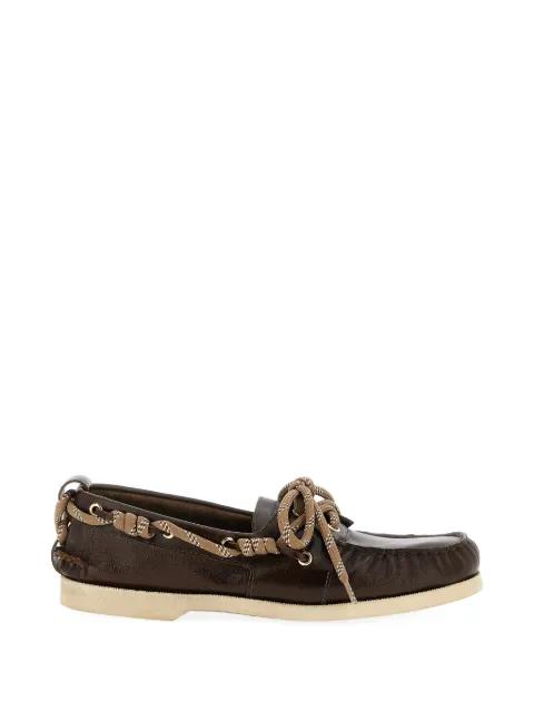 curled lace leather loafers by GOLDEN GOOSE