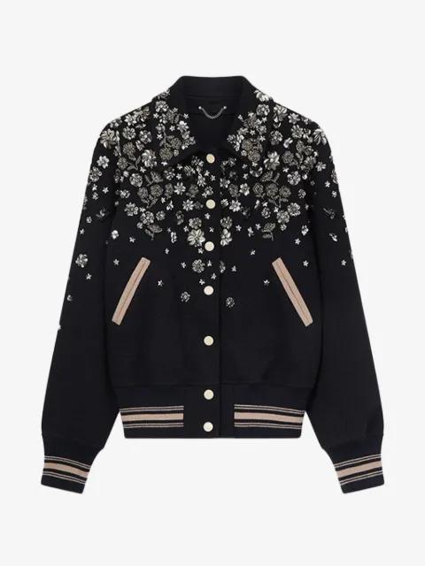 floral-embellished logo-patch bomber jacket by GOLDEN GOOSE