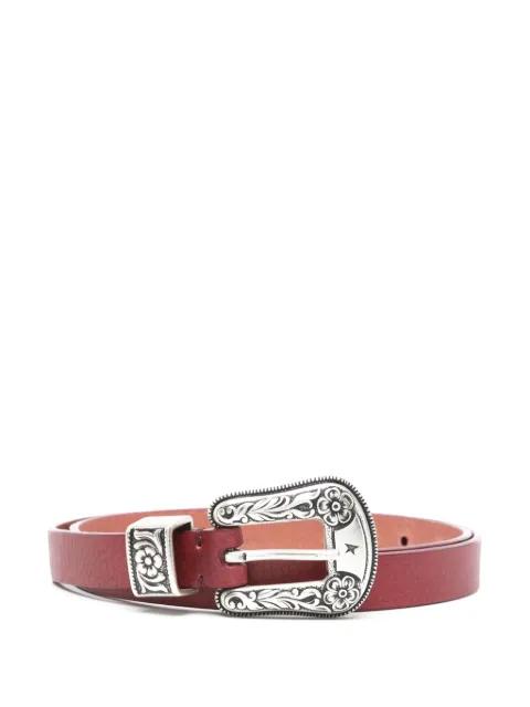 floral-engraved buckle leather belt by GOLDEN GOOSE