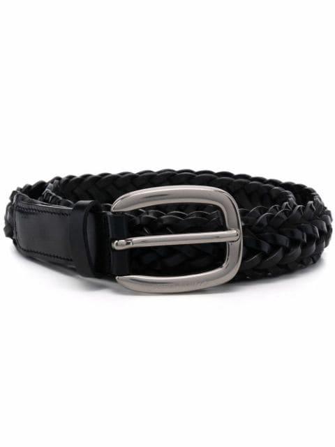 interwoven leather buckle belt by GOLDEN GOOSE