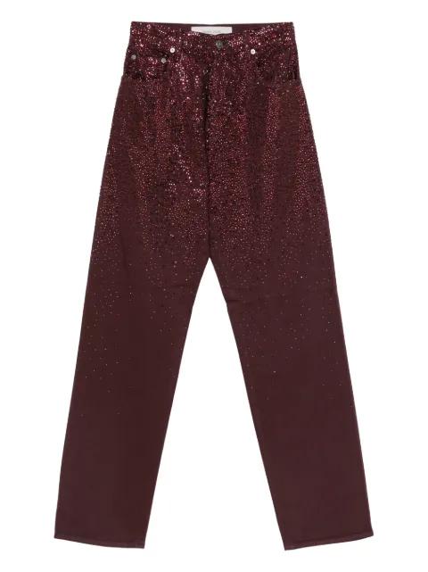 jeans in burgundy denim with gradient crystals by GOLDEN GOOSE