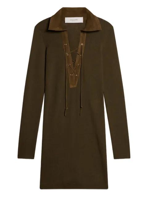 lace-up collared knitted mini dress by GOLDEN GOOSE