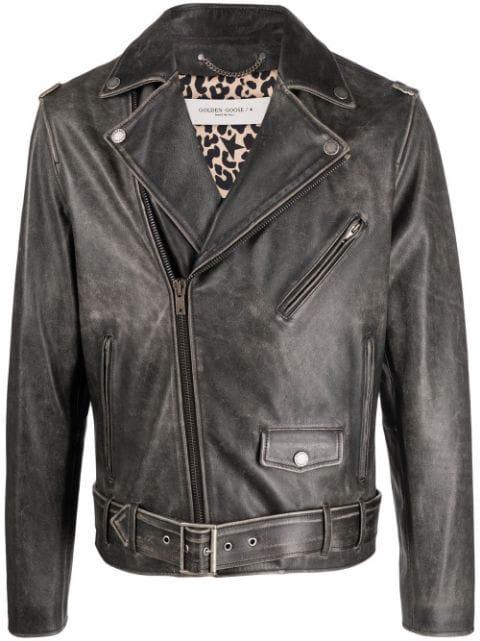 leather biker jacket by GOLDEN GOOSE