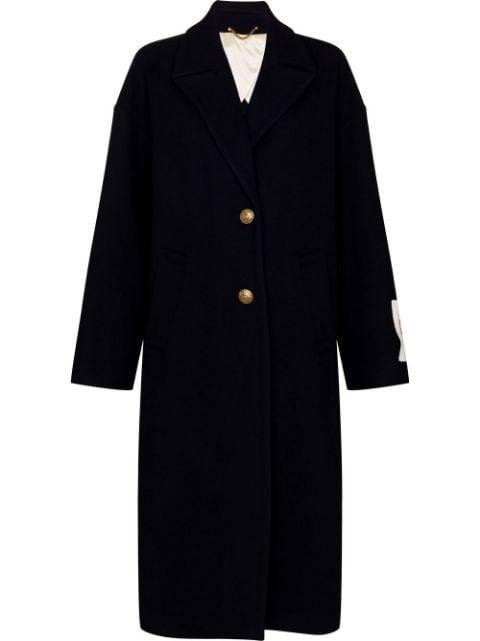 logo-patch single-breasted coat by GOLDEN GOOSE