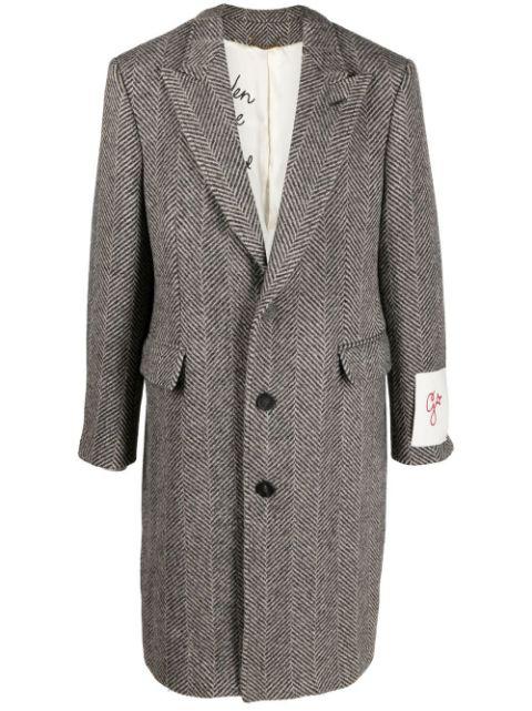 logo-patch single-breasted coat by GOLDEN GOOSE