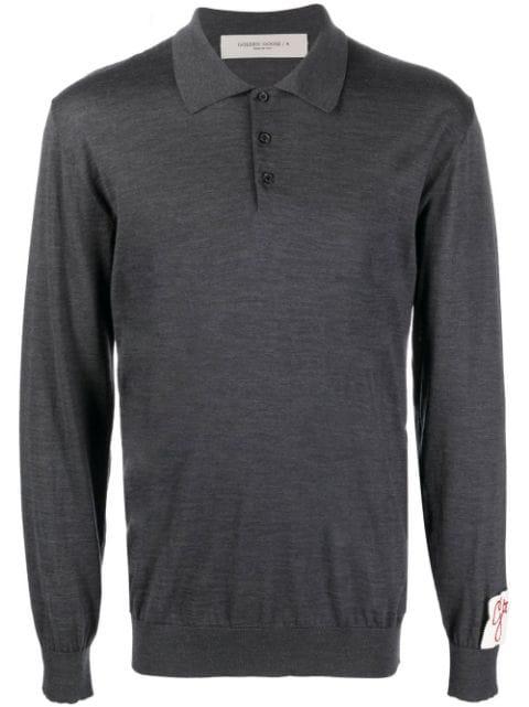 logo-patch wool polo shirt by GOLDEN GOOSE