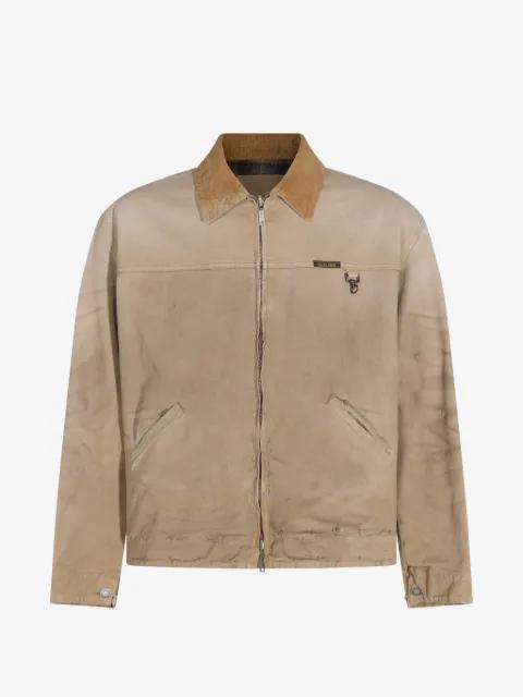reversible jacket in beige cotton with check pattern by GOLDEN GOOSE