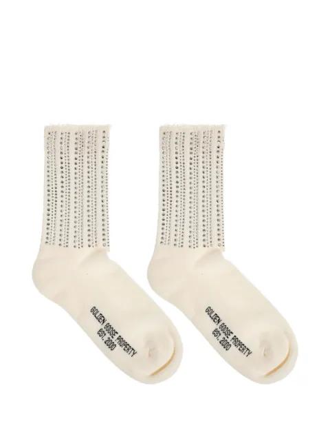 rhinestone-embellished frayed socks by GOLDEN GOOSE