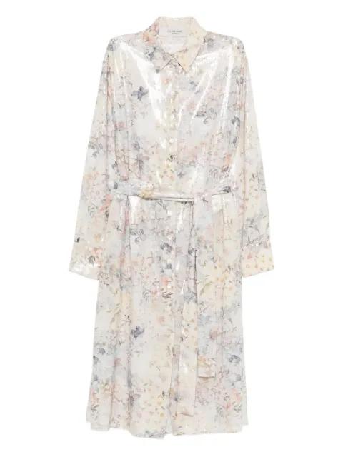 sequin floral shirt midi day dress by GOLDEN GOOSE