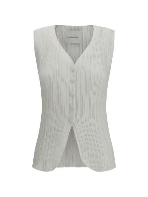 Denim button pleated gilet by GONGDID DESIGN