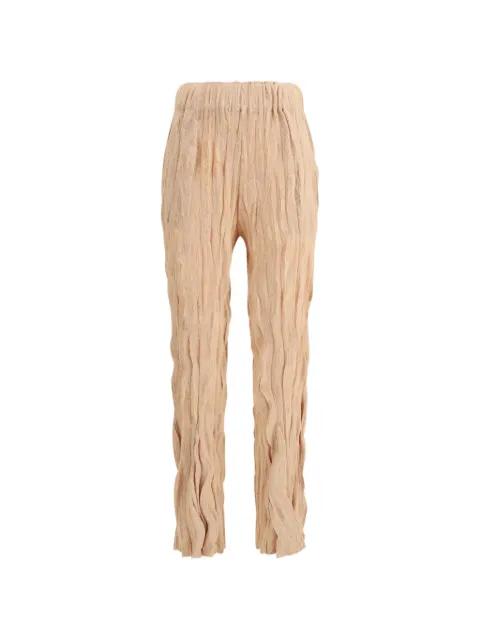 Wavy elasticated crinkled trousers by GONGDID DESIGN
