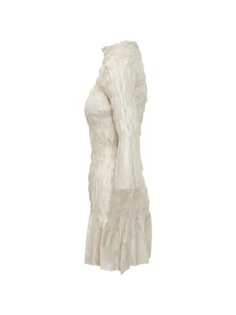 pleated bell-sleeve mini dress by GONGDID DESIGN