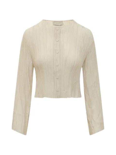 plissé-effect button-up cardigan by GONGDID DESIGN