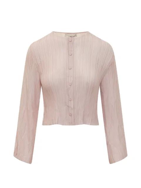 plissé-effect cropped cardigan by GONGDID DESIGN