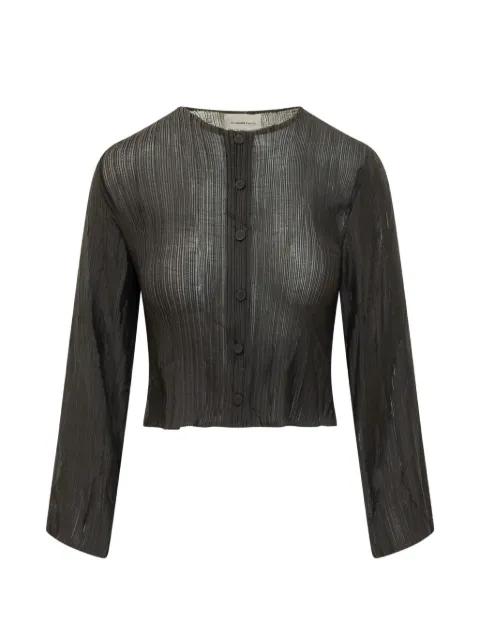 plissé-effect long-sleeve cardigan by GONGDID DESIGN