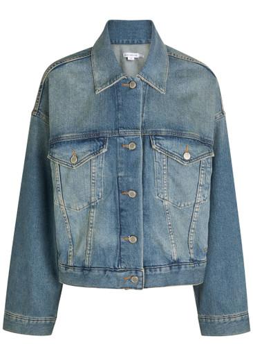Cropped denim trucker jacket by GOOD AMERICAN