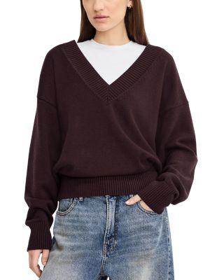 Deep V Knit Sweater by GOOD AMERICAN
