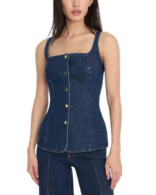 Denim Sleeveless Button Front Top by GOOD AMERICAN
