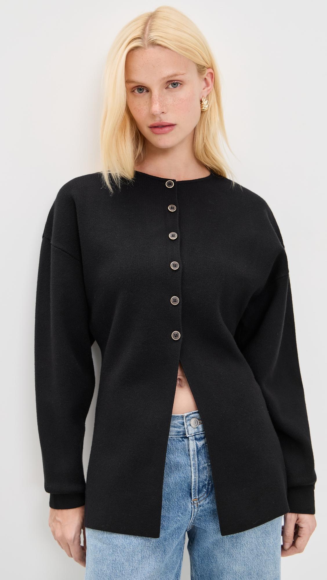 Exaggerated Sleeve Cardigan Sweater by GOOD AMERICAN