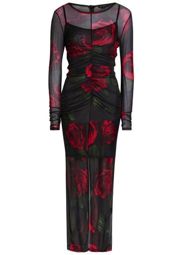 Floral-print ruched mesh maxi dress by GOOD AMERICAN