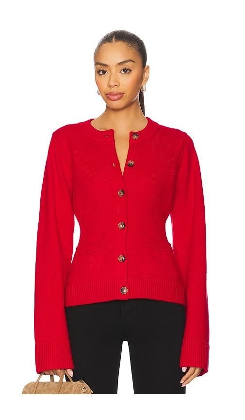 Good American Button Front Knit Cardigan in Red by GOOD AMERICAN