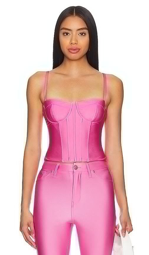 Good American Compression Shine Corset in Pink by GOOD AMERICAN