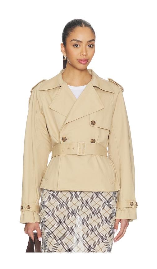 Good American Cropped Trench Jacket in Beige by GOOD AMERICAN