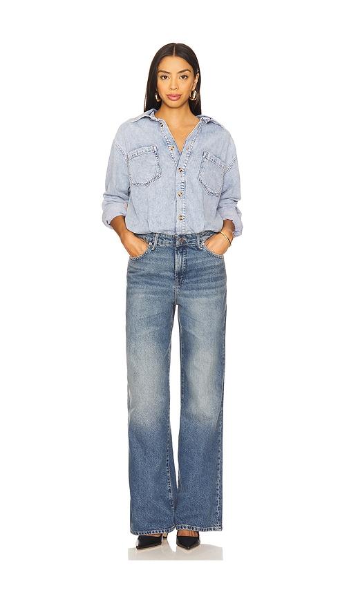 Good American Denim Shirt Jumpsuit in Blue by GOOD AMERICAN
