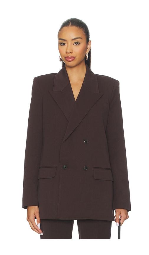 Good American Essential Suiting Oversized Blazer in Chocolate by GOOD AMERICAN