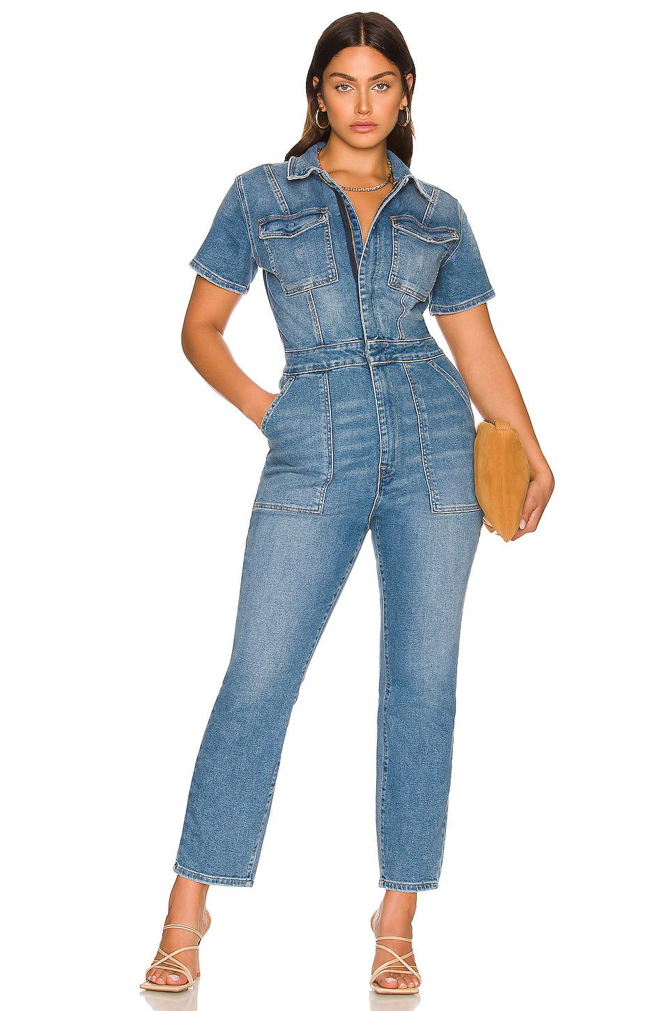 Good American Fit For Success Jumpsuit in Denim-Medium by GOOD AMERICAN