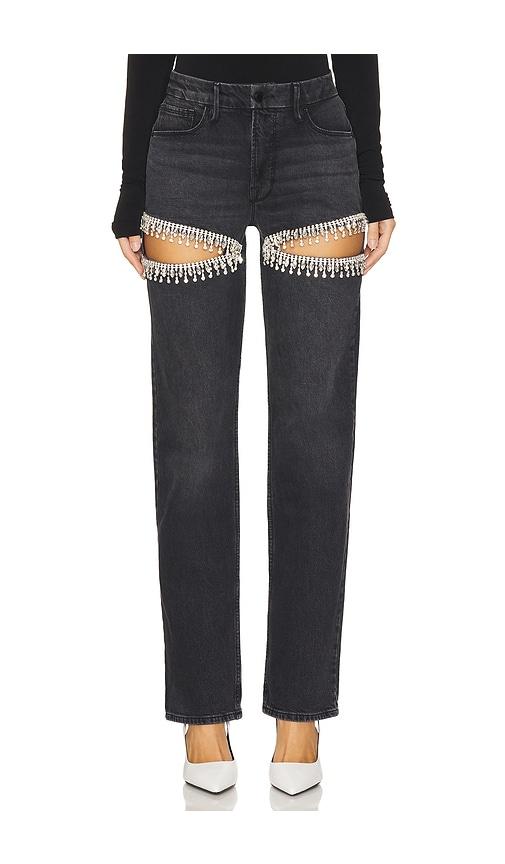 Good American Good Icon Straight Diamond Jeans in Black by GOOD AMERICAN