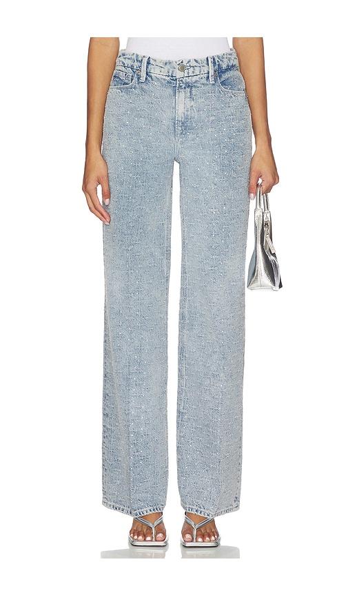 Good American Good Skate Wide Leg Crystal Jeans in Baby Blue by GOOD AMERICAN