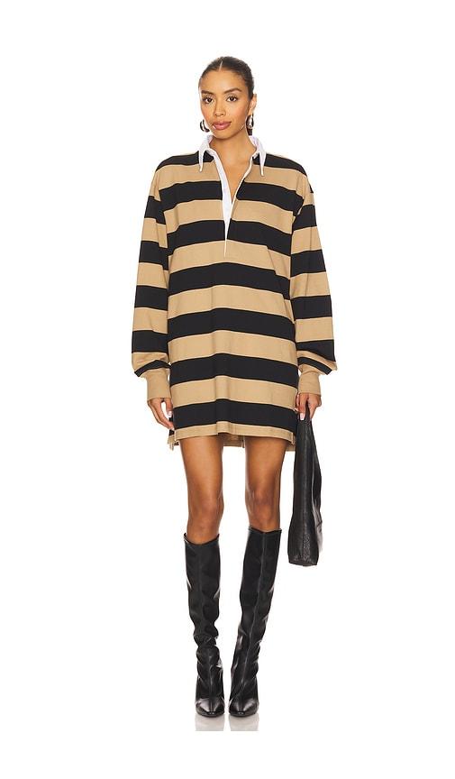 Good American Jersey Polo Mini Dress in Tan,Black by GOOD AMERICAN