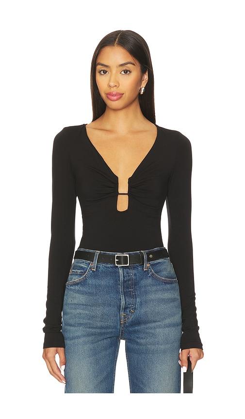 Good American Jersey U Wire Long Sleeve Top in Black by GOOD AMERICAN