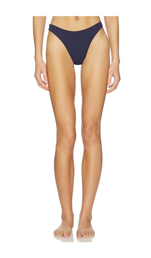 Good American Matte Good Waist Cheeky Bikini Bottom in Navy by GOOD AMERICAN