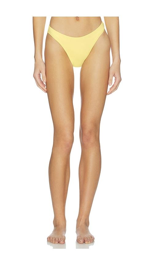 Good American Matte Good Waist Cheeky Bikini Bottom in Yellow by GOOD AMERICAN