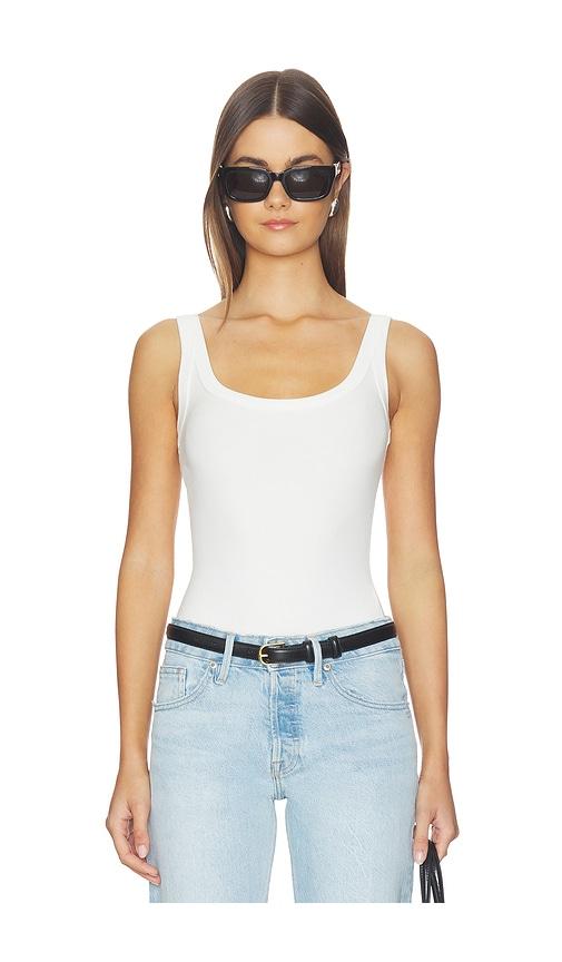 Good American Modal Rib Tank Bodysuit in White by GOOD AMERICAN