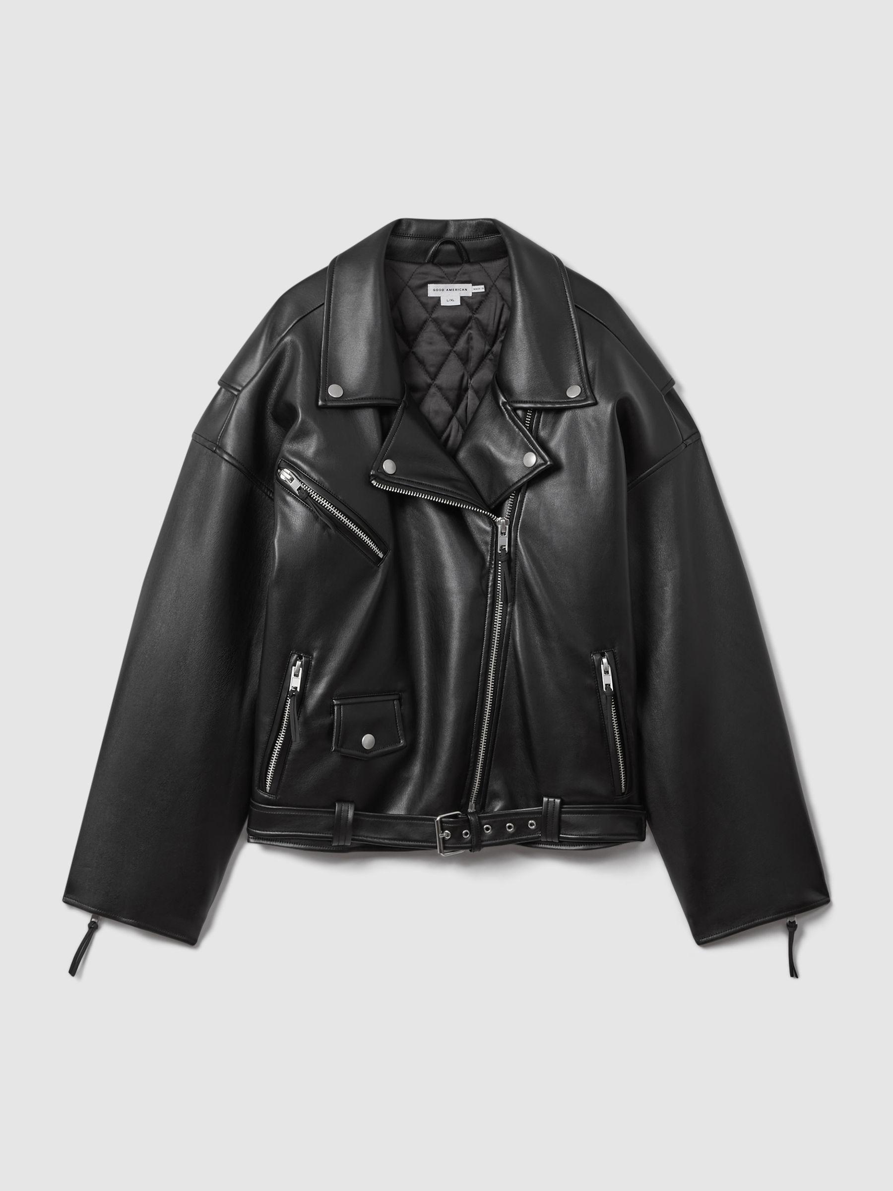 Good American Oversized Faux Leather Jacket in Black by GOOD AMERICAN