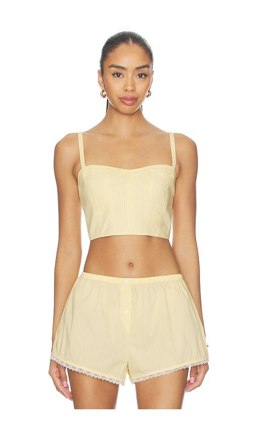 Good American Poplin Buster Cami Top in Lemon by GOOD AMERICAN