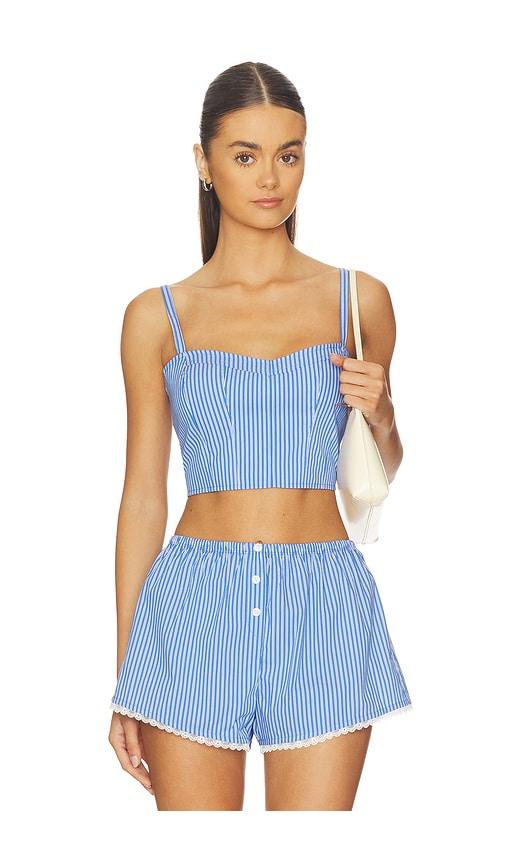 Good American Poplin Bustier Cami Top in Blue by GOOD AMERICAN