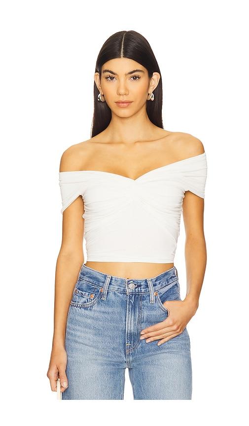 Good American Raon Jersey Twist Off Top in Ivory by GOOD AMERICAN
