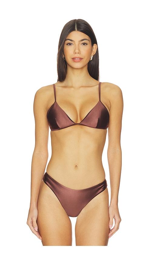Good American Satin Perfect Fit Top in Chocolate by GOOD AMERICAN