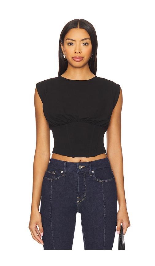 Good American Sleeveless Corset Top in Black by GOOD AMERICAN