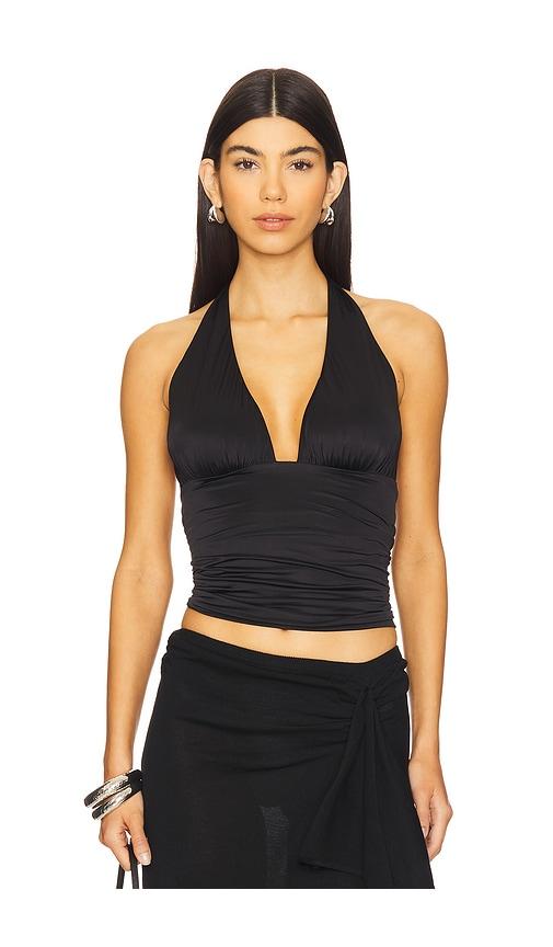 Good American Slinky Jersey Halter Top in Black by GOOD AMERICAN